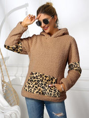 Sherpa Leopard Long Sleeve Hoodie - Flyclothing LLC