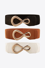 Ribbed Alloy Buckle Elastic Belt - Flyclothing LLC