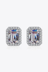 1 Carat Moissanite Rhodium-Plated Square Stud Earrings - Trendsi