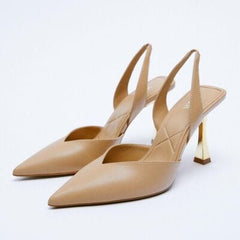 PU Leather Point Toe Stiletto Heel Pumps - Trendsi