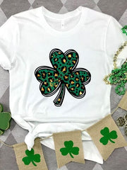 Lucky Clover Round Neck Short Sleeve T-Shirt - Flyclothing LLC