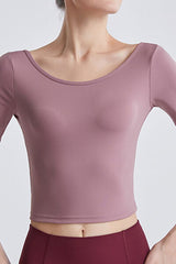 Cutout Backless Round Neck Active T-Shirt - Flyclothing LLC