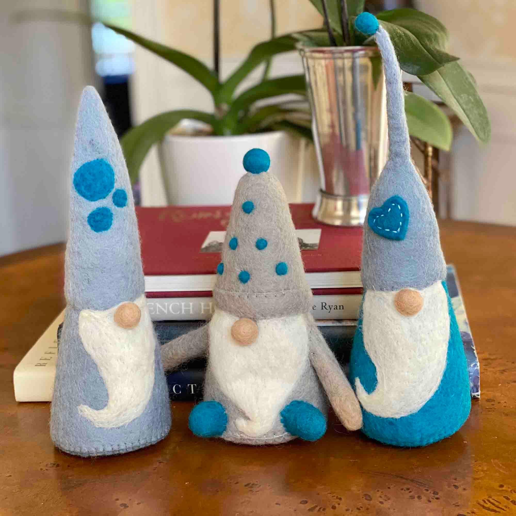 Winter Blues Felt Gnomes Trio, Set of 3 - Flyclothing LLC