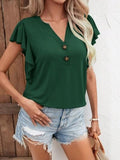 Notched Cap Sleeve T-Shirt - Trendsi