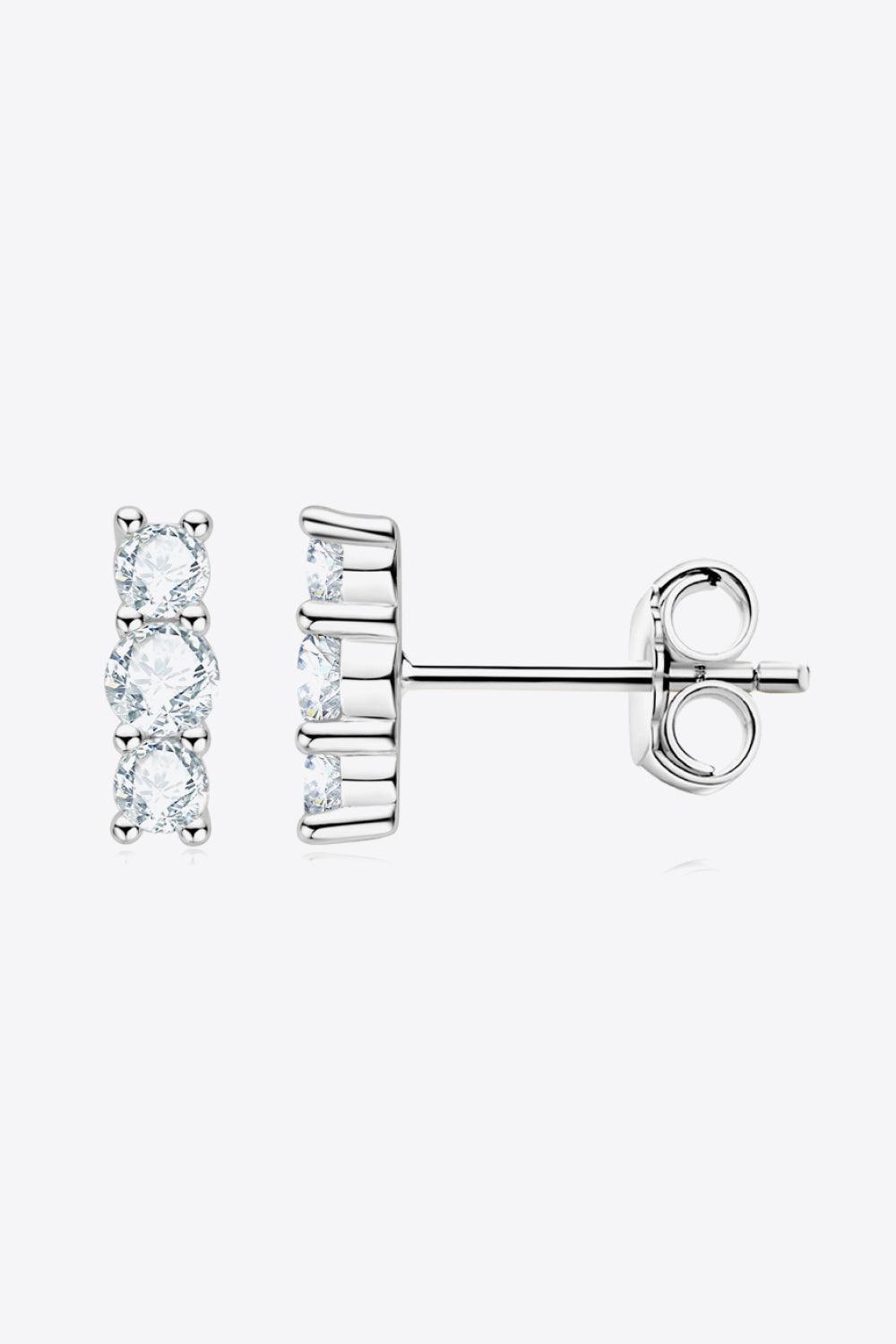 Heartbeat Rhythm 925 Sterling Silver Moissanite Stud Earrings - Flyclothing LLC