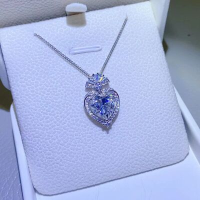 3 Carat Moissanite 925 Sterling Silver Heart Pendant Necklace - Flyclothing LLC