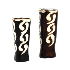 African Natural Bone Salt & Pepper Shakers, Traditional Batik Designs - Flyclothing LLC