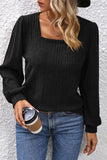 Square Neck Puff Sleeve Blouse - Flyclothing LLC