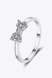 Moissanite Bow Rhodium-Plated Ring - Flyclothing LLC