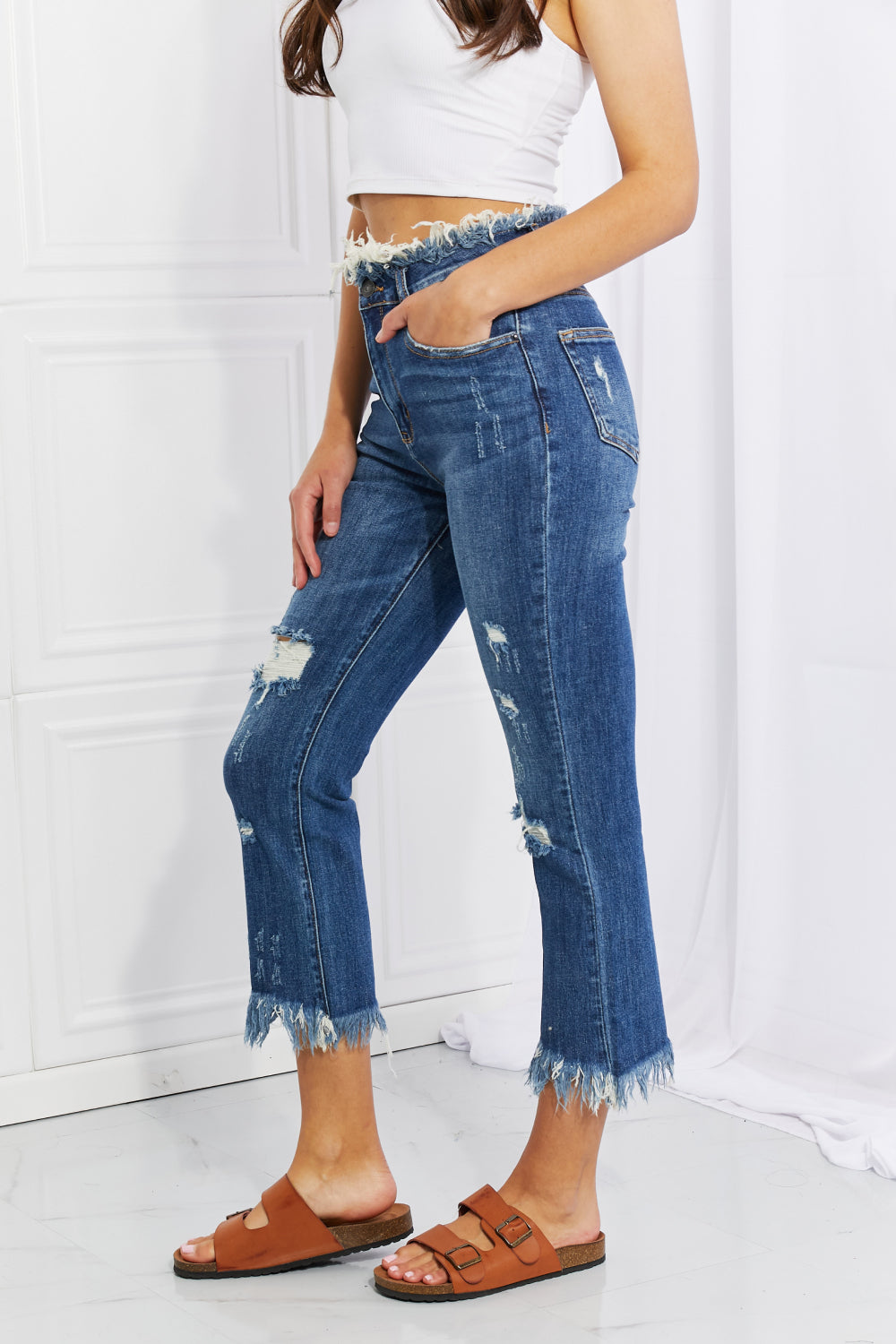 RISEN Full Size Undone Chic Straight Leg Jeans – Flyclothing LLC