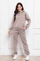 Drop Shoulder Long Sleeve Hoodie and Pants Set - Flyclothing LLC