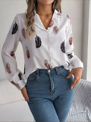 Button Up Printed Collared Neck Shirt - Flyclothing LLC