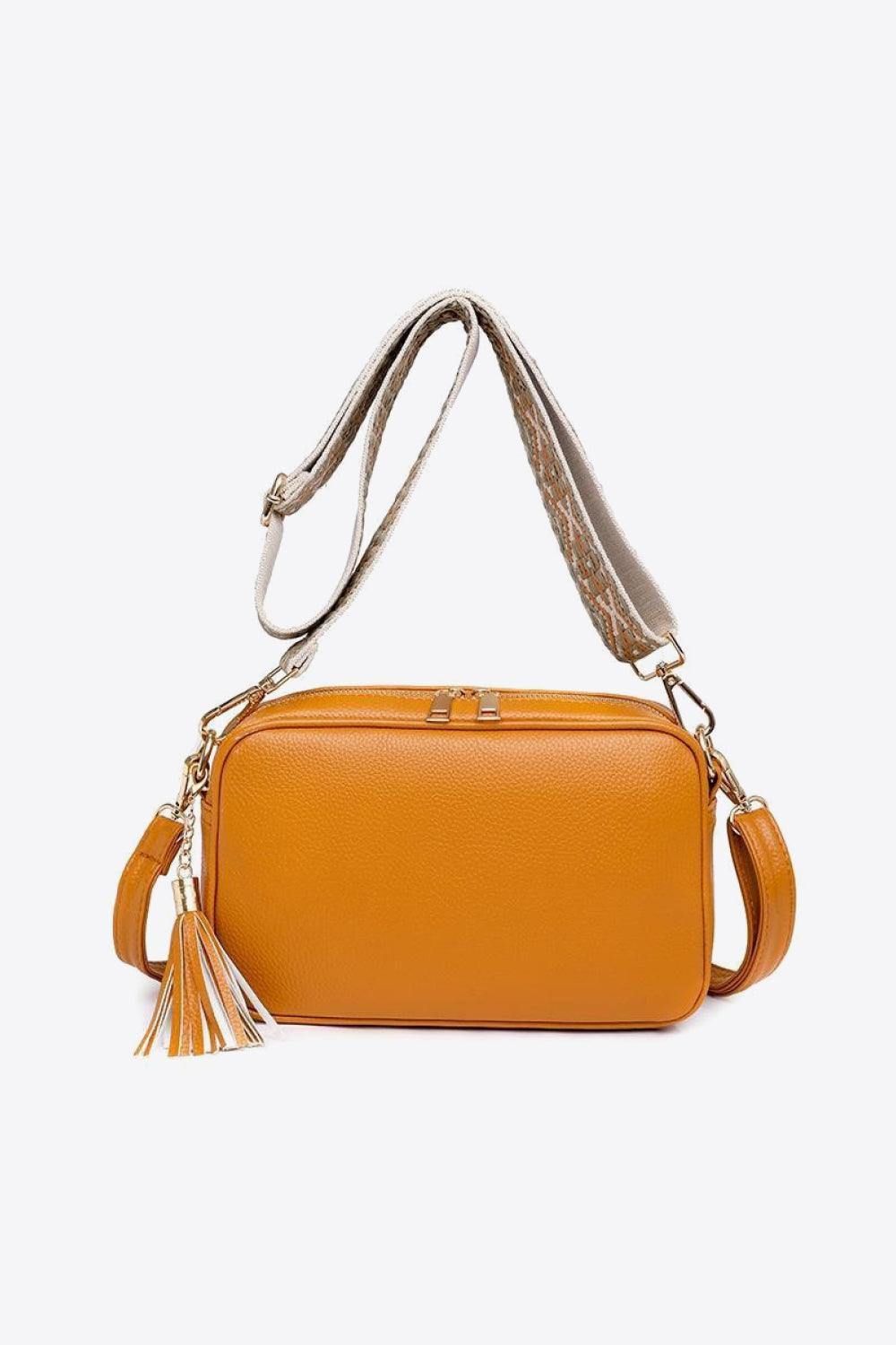 PU Leather Tassel Crossbody Bag - Trendsi