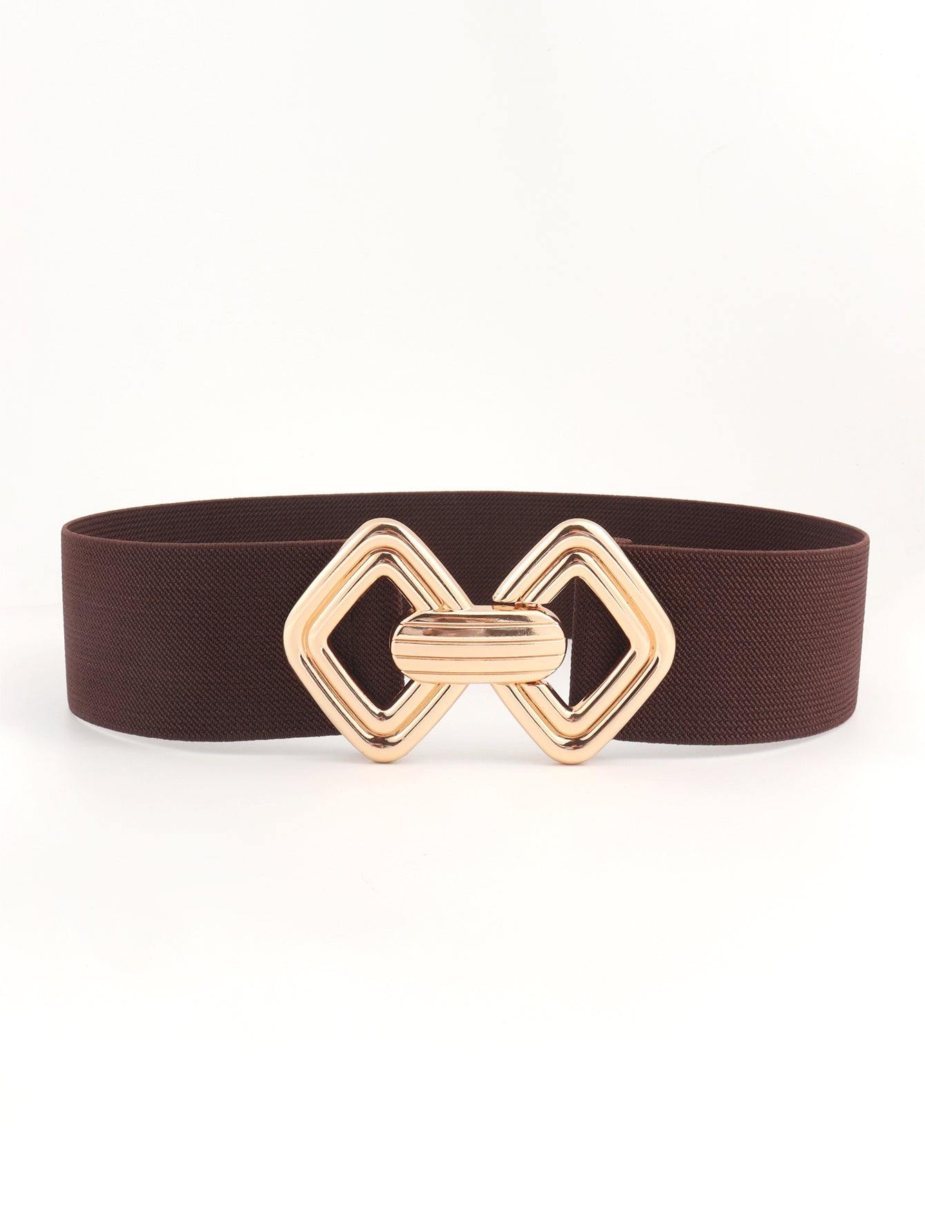 Geometric Buckle Elastic Wide Belt - Flyclothing LLC