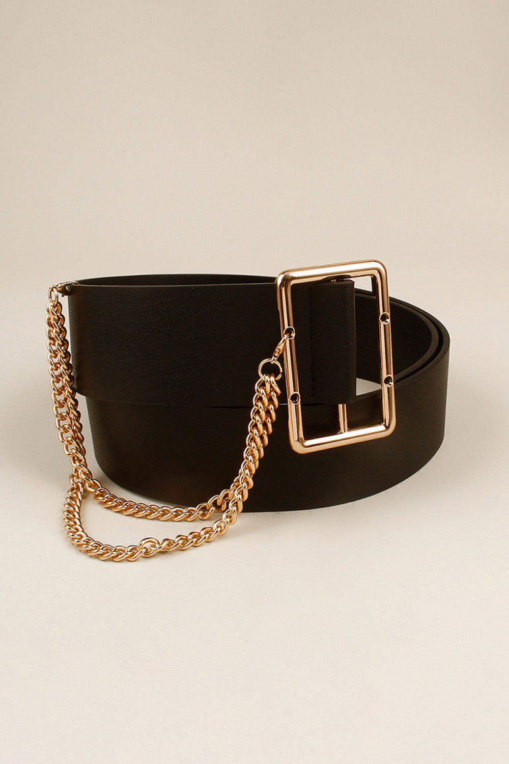 PU Leather Wide Belt with Chain - Flyclothing LLC