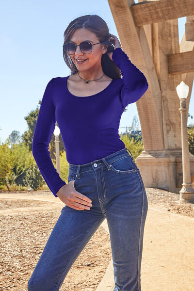 Basic Bae Full Size Round Neck Long Sleeve Bodysuit - Flyclothing LLC