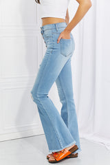 Vibrant MIU Full Size Jess Button Flare Jeans - Flyclothing LLC