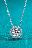 1 Carat Moissanite Round Pendant Chain Necklace - Flyclothing LLC