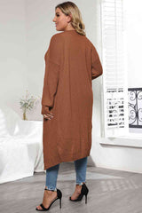 Plus Size Open Front Long Sleeve Cardigan - Flyclothing LLC