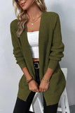 Rib-Knit Open Front Pocketed Cardigan - Flyclothing LLC