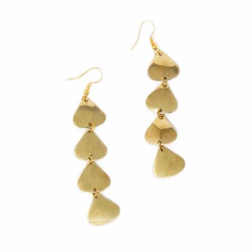 Geometric Tiered Brass Drop Earrings - Flyclothing LLC