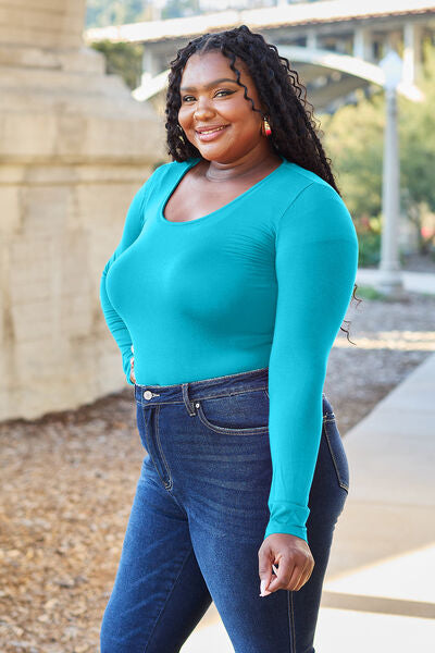 Basic Bae Full Size Round Neck Long Sleeve Bodysuit - Flyclothing LLC