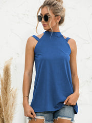 Cutout Mock Neck Tank - Flyclothing LLC