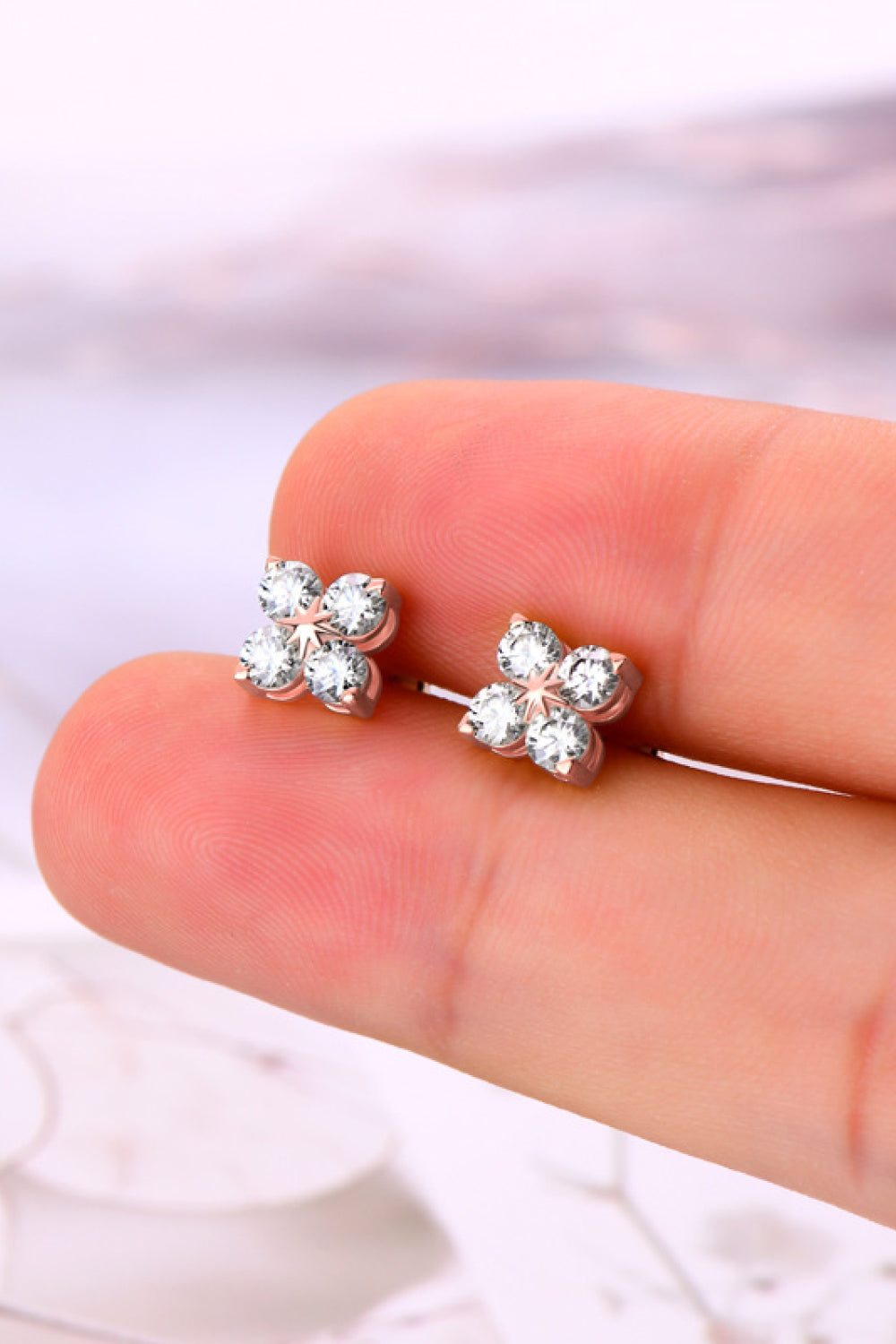 Moissanite 925 Sterling Silver Four-Leaf Clover Shape Earrings - Flyclothing LLC