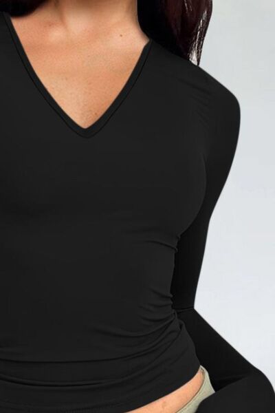 V-Neck Long Sleeve T-Shirt - Flyclothing LLC