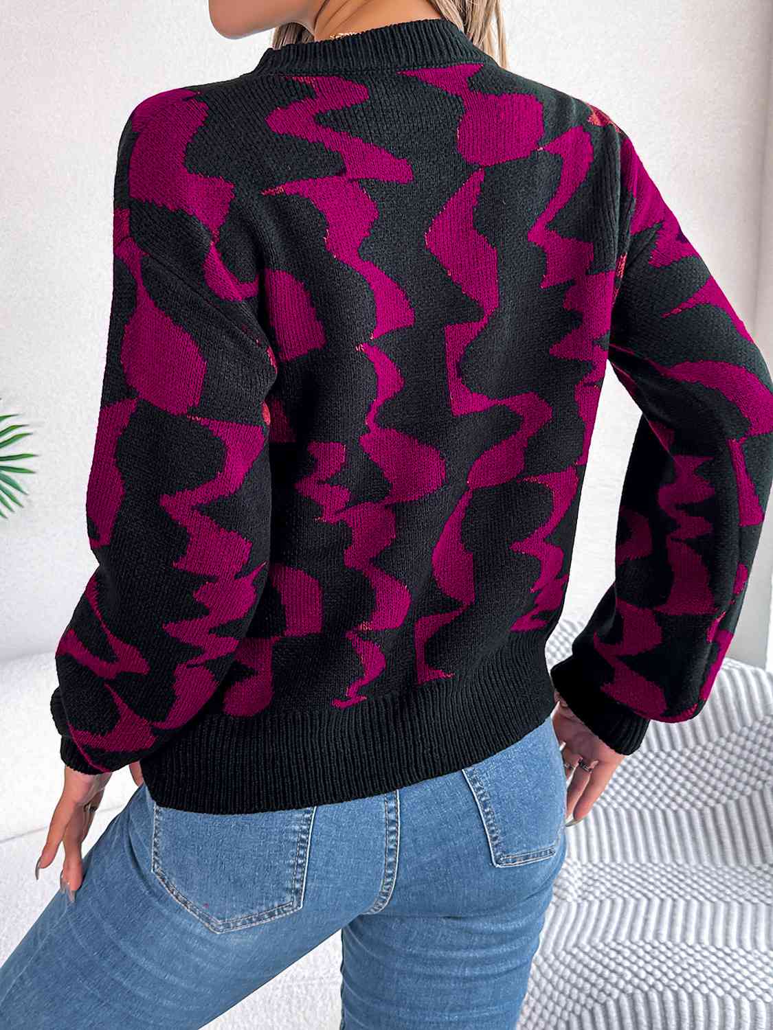 Round Neck Long Sleeve Sweater - Flyclothing LLC