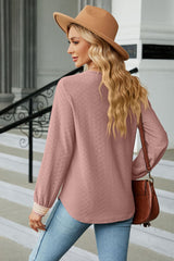 V-Neck Long Sleeve Blouse - Flyclothing LLC