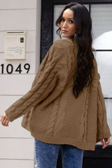 Open Front Cable-Knit Cardigan - Flyclothing LLC