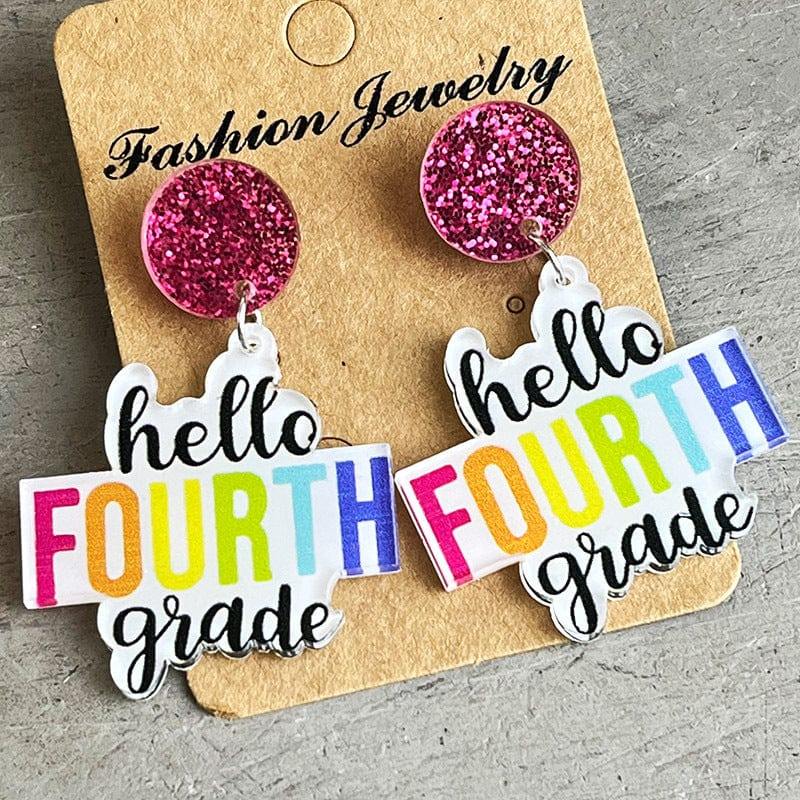 HELLO SECOND GRADE Acrylic Dangle Earrings - Trendsi