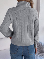 Cable-Knit Turtleneck Sweater - Flyclothing LLC