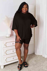 Basic Bae Full Size Soft Rayon Three-Quarter Sleeve Top and Shorts Set - Flyclothing LLC