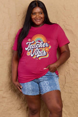 Simply Love Full Size TEACHER VIBES Graphic Cotton T-Shirt - Flyclothing LLC