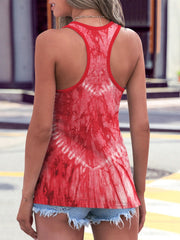 Tie-Dye Scoop Neck Wide Strap Tank - Flyclothing LLC