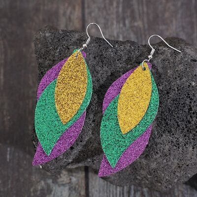 PU Leather Leaf Dangle Earrings - Trendsi