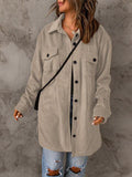 Drop Shoulder Button Down Collared Coat - Flyclothing LLC