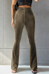 Ribbed High Waist Flare Pants - Flyclothing LLC