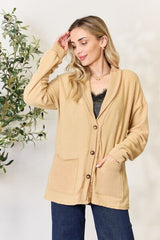 Heimish Full Size Button Up Long Sleeve Cardigan - Flyclothing LLC