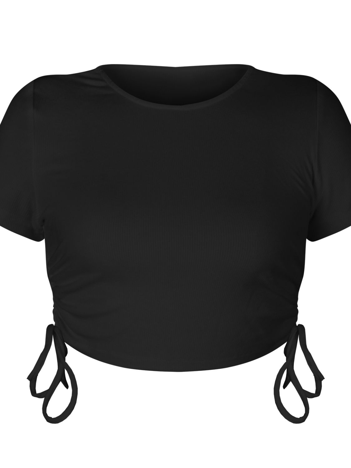 Round Neck Short Sleeve Drawstring Tee - Flyclothing LLC