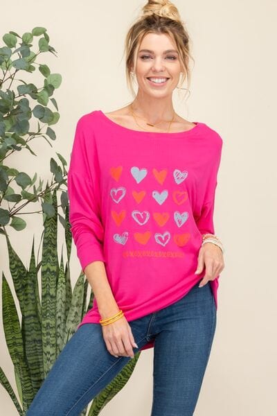 Celeste Full Size Heart Graphic Long Sleeve T-Shirt - Trendsi