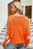 Floral Ribbed Trim Drop Shoulder Cardigan - Flyclothing LLC