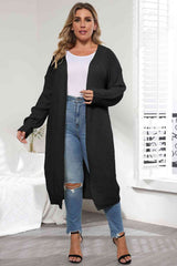 Plus Size Open Front Long Sleeve Cardigan - Flyclothing LLC