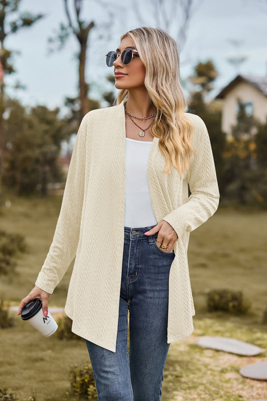 Open Front Long Sleeve Cardigan - Flyclothing LLC