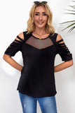 Round Neck Cutout Raglan Sleeve Tee - Trendsi