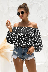 Polka Dot Off-Shoulder Layered Blouse - Flyclothing LLC