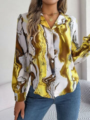 Printed Button Up Long Sleeve Shirt - Flyclothing LLC