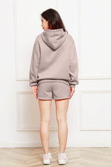 Drop Shoulder Long Sleeve Hoodie and Shorts Set - Flyclothing LLC